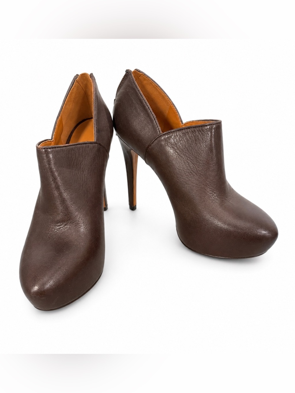 Nine West Dark Brown Leather High Heel Booties